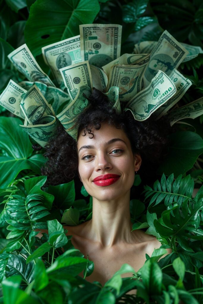 Woman with money headdress