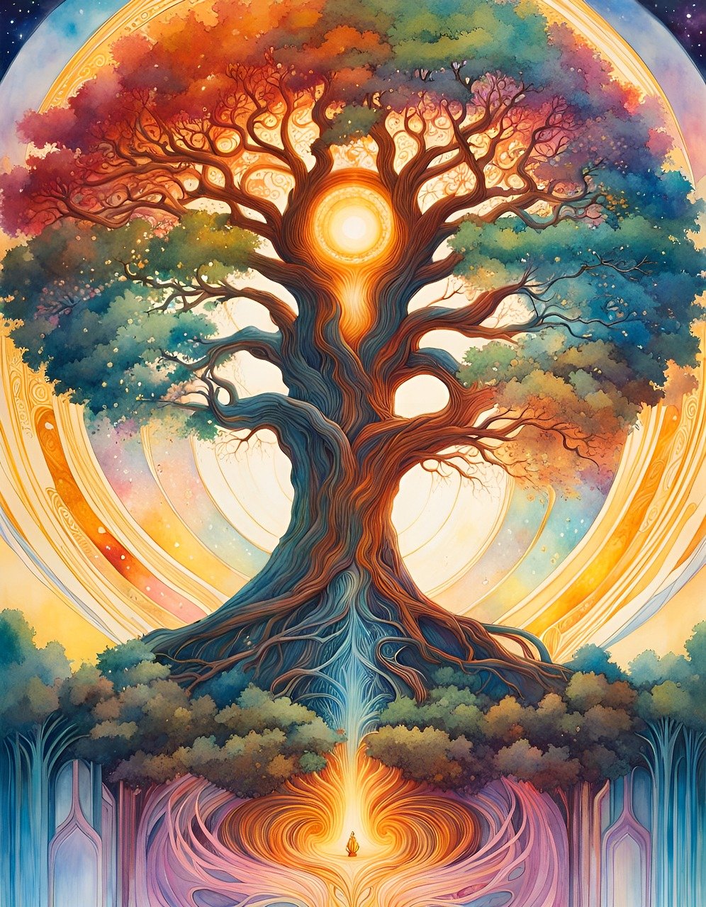 Tree of life connecting to universe