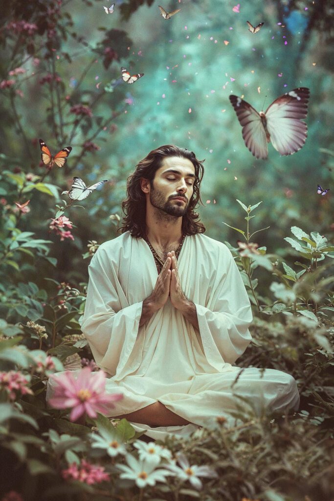 Man praying in nature