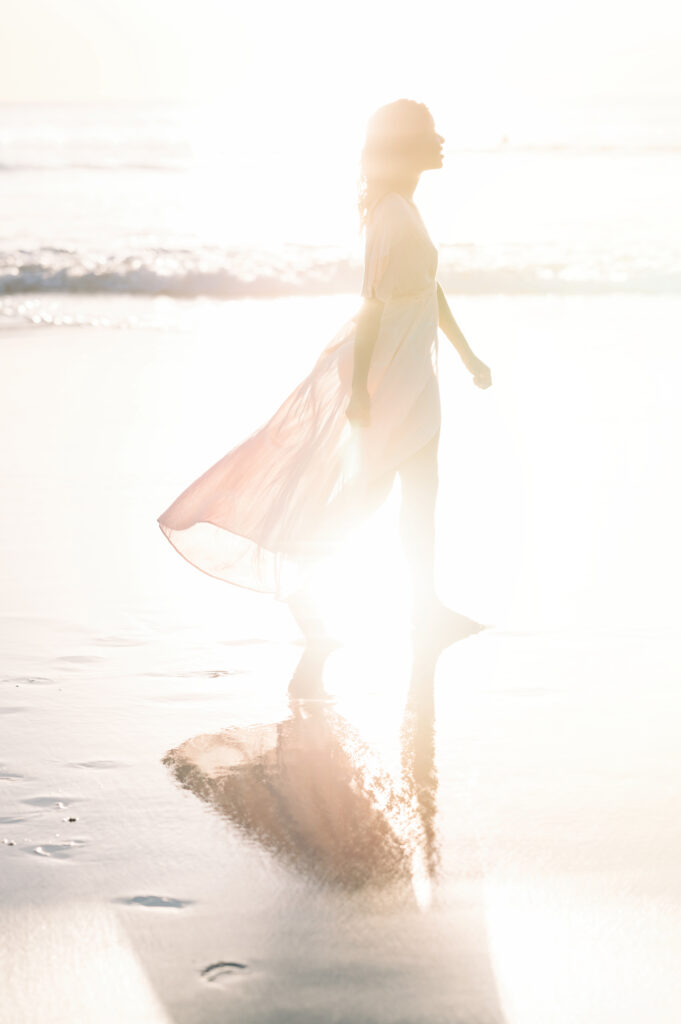 Woman on seashore