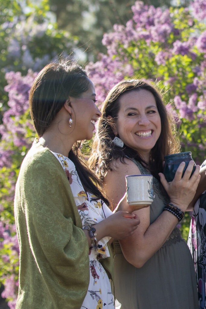 Two women laughing