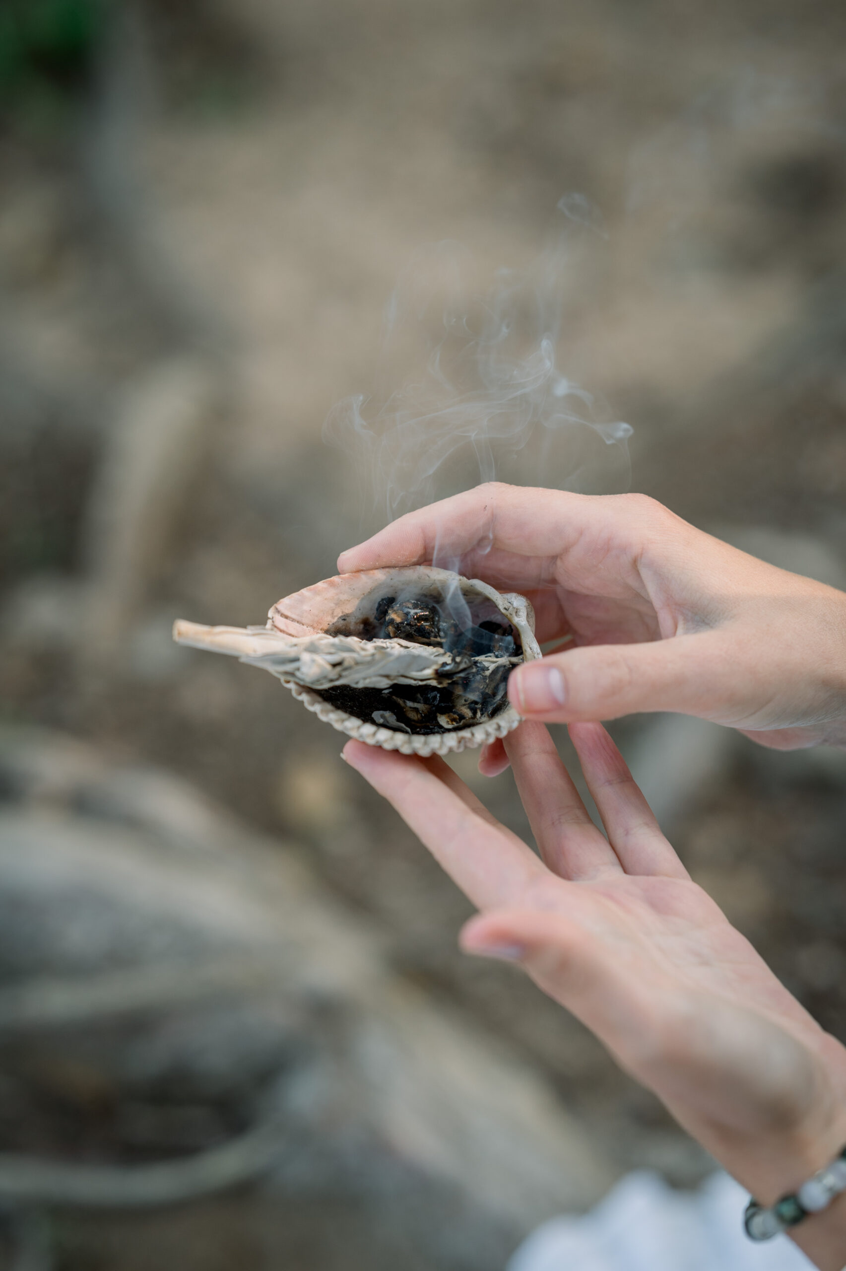 Person holding sage with smoke